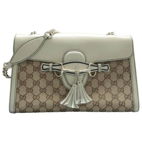 GUCCI Emily Brown Canvas Shoulder Bag 580-071825 - Picture 1 of 16